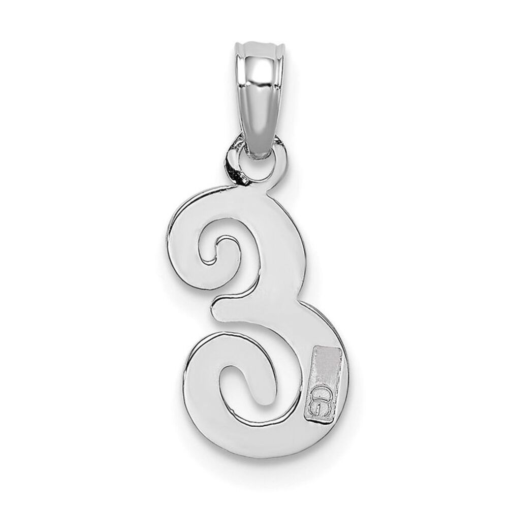 10k White Gold Polished E Script Initial Charm - image 4
